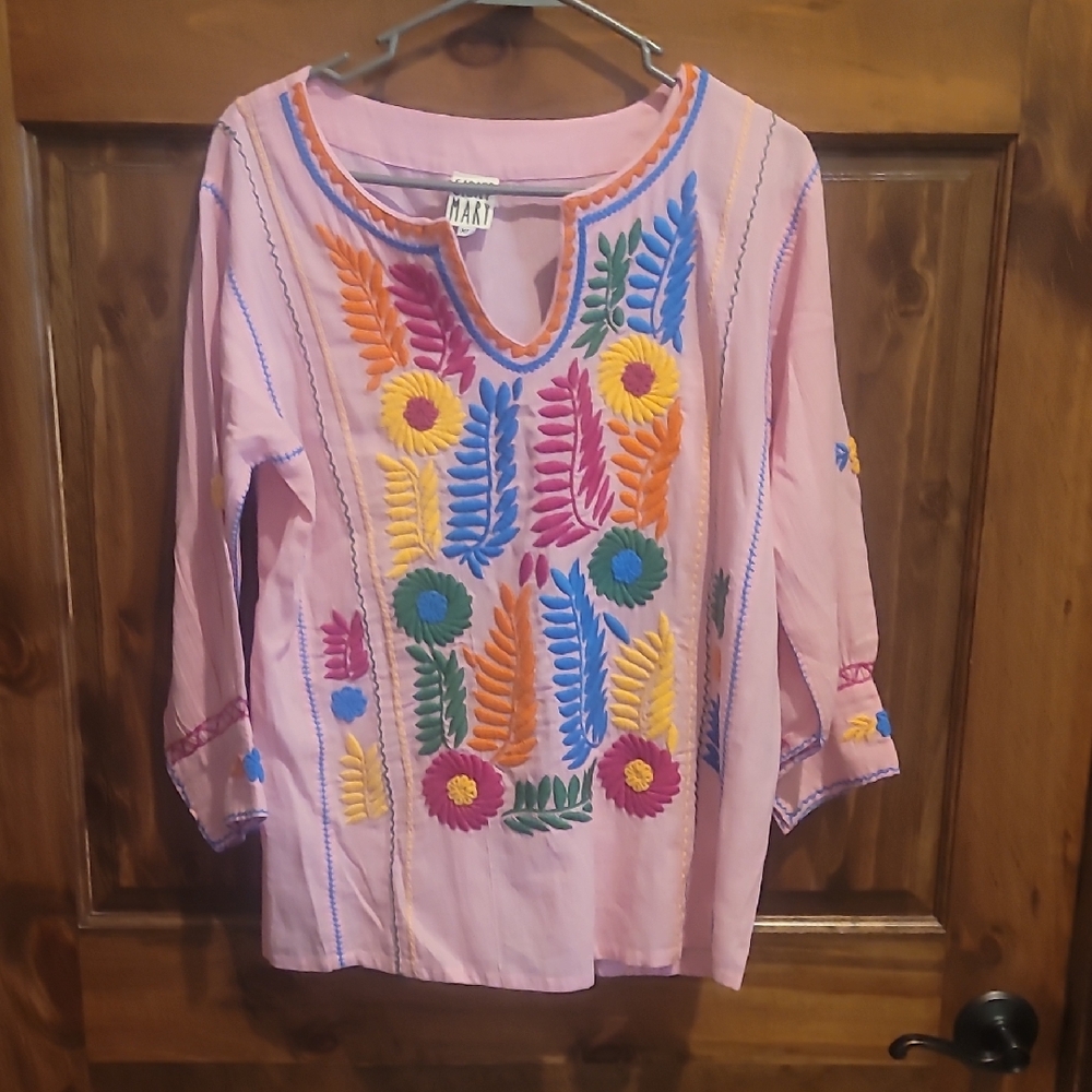 Colorful Embroidered Tunic Top